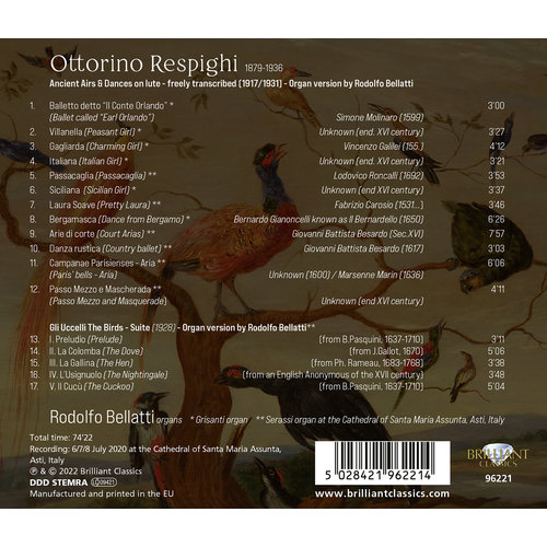 Brilliant Classics RESPIGHI: ANCIENT AIRS & DANCES & SUITE "THE BIRDS” - TRANSCRIPTION FOR ORGAN