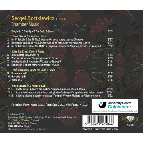 Brilliant Classics BORTKIEWICZ: CHAMBER MUSIC