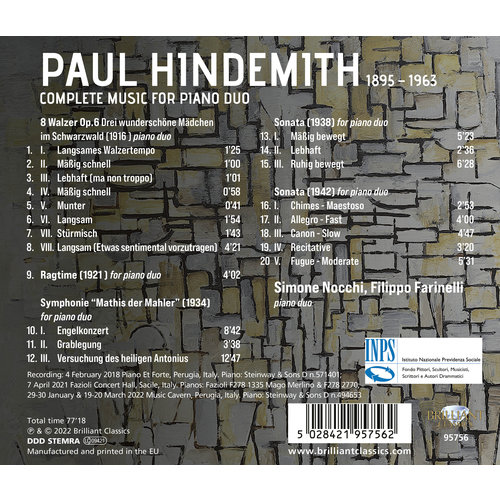 Brilliant Classics HINDEMITH: COMPLETE MUSIC FOR PIANO DUO