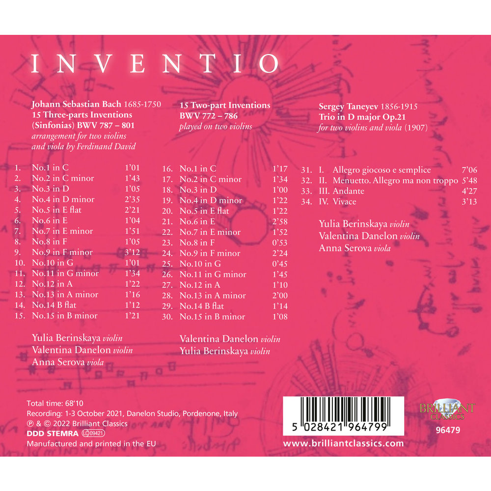 Brilliant Classics J.S. BACH, TANEYEV: INVENTIO