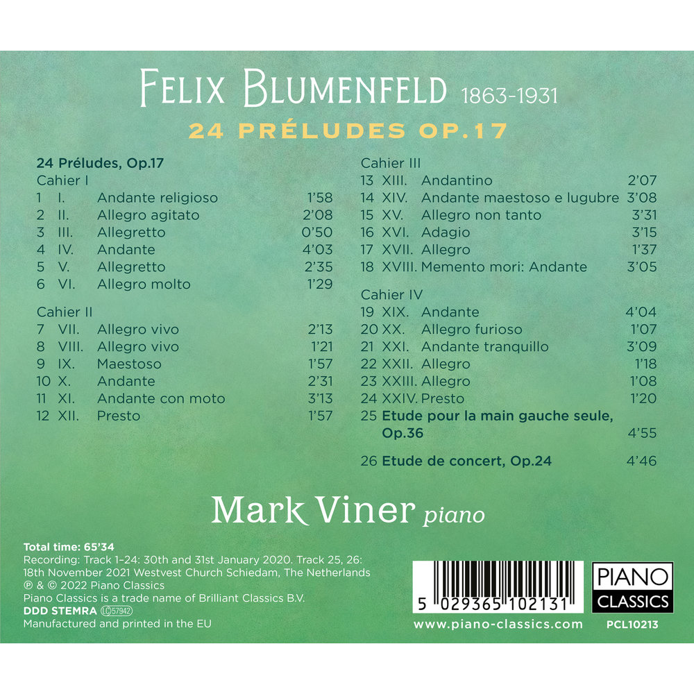 Piano Classics BLUMENFELD: 24 PRELUDES OP.17