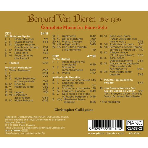 Piano Classics VAN DIEREN: COMPLETE MUSIC FOR PIANO SOLO (2CD)