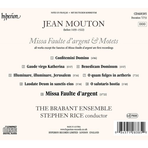 Hyperion MISSA FAULTE D'ARGENT & MOTETS