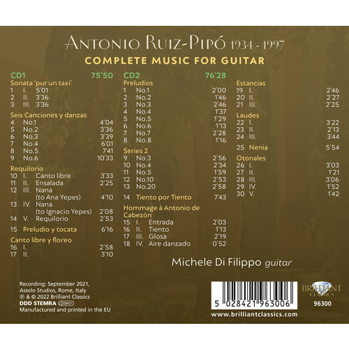 Brilliant Classics RUIZ-PIPO: COMPLETE MUSIC FOR GUITAR