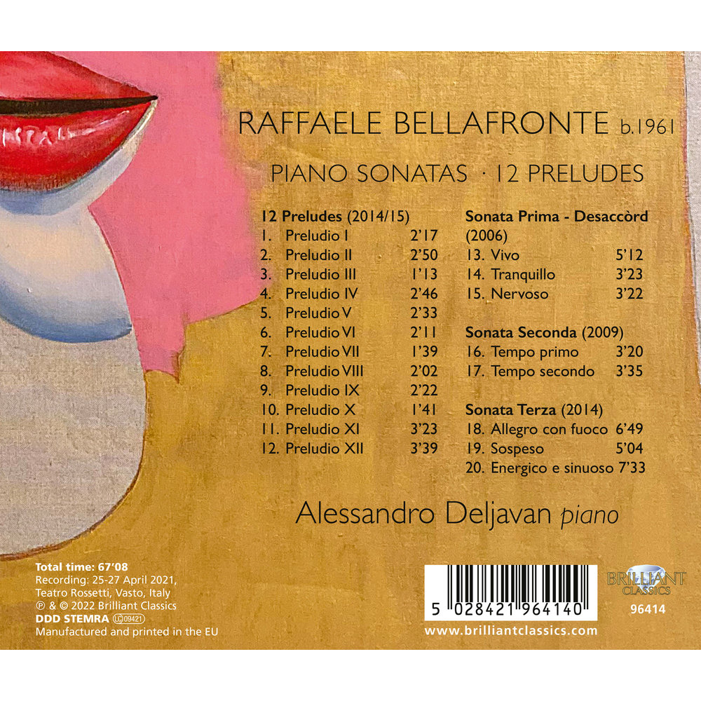 Brilliant Classics BELLAFRONTE: PIANO SONATAS, 12 PRELUDES
