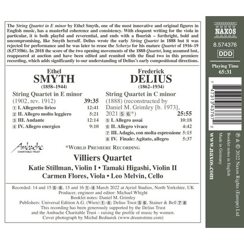 Naxos DELIUS, SMYTH: STRING QUARTETS