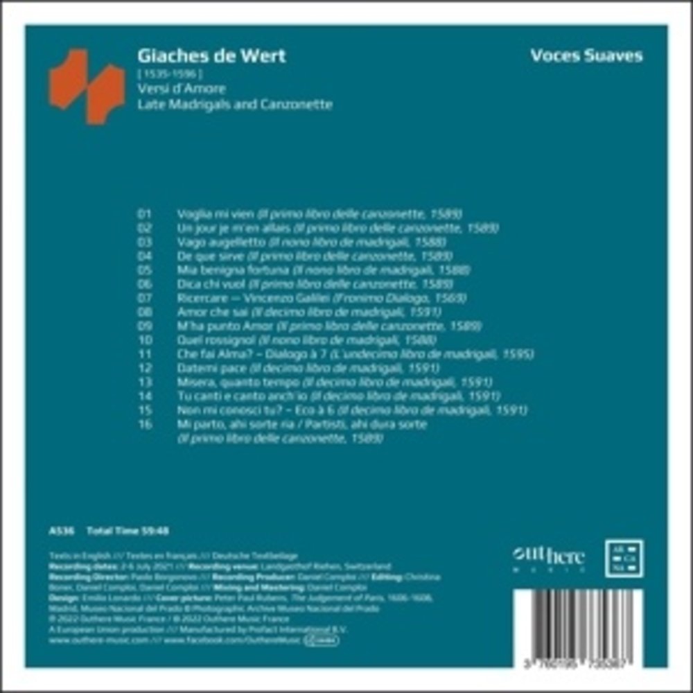 GIACHES DE WERT: VERSI D'AMORE