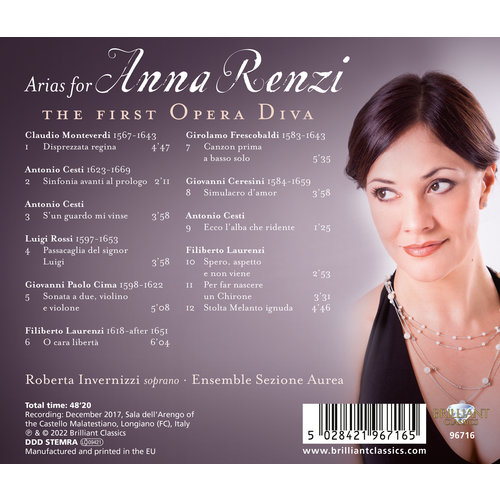 Brilliant Classics ARIAS FOR ANNA RENZI: THE FIRST OPERA DIVA