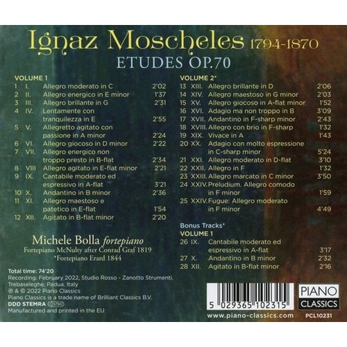 Piano Classics MOSCHELES: ETUDES OP.70