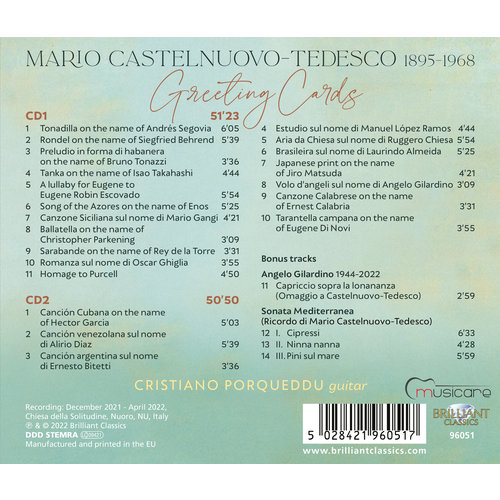 Brilliant Classics CASTELNUOVO-TEDESCO: GREETING CARDS (2CD)