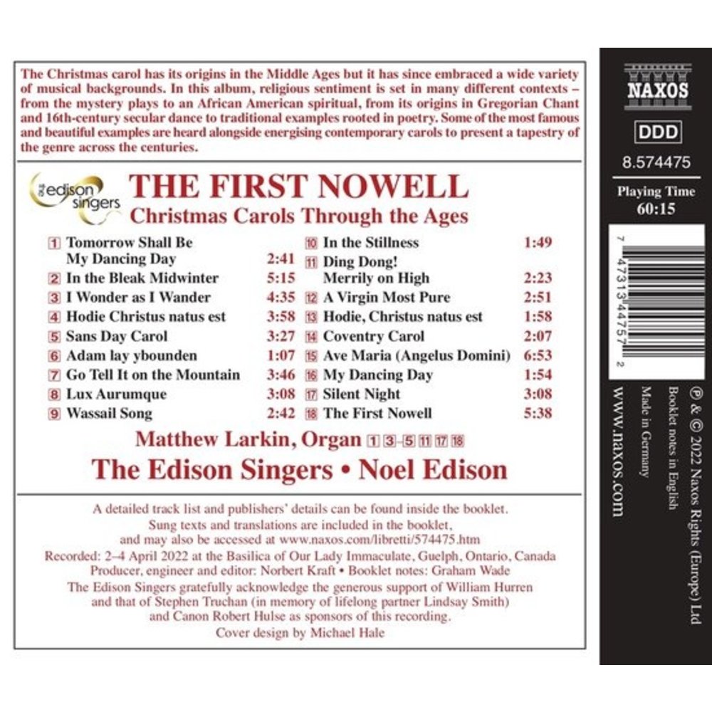 Naxos THE FIRST NOWELL - CHRISTMAS CAROLS THROUGH THE AG