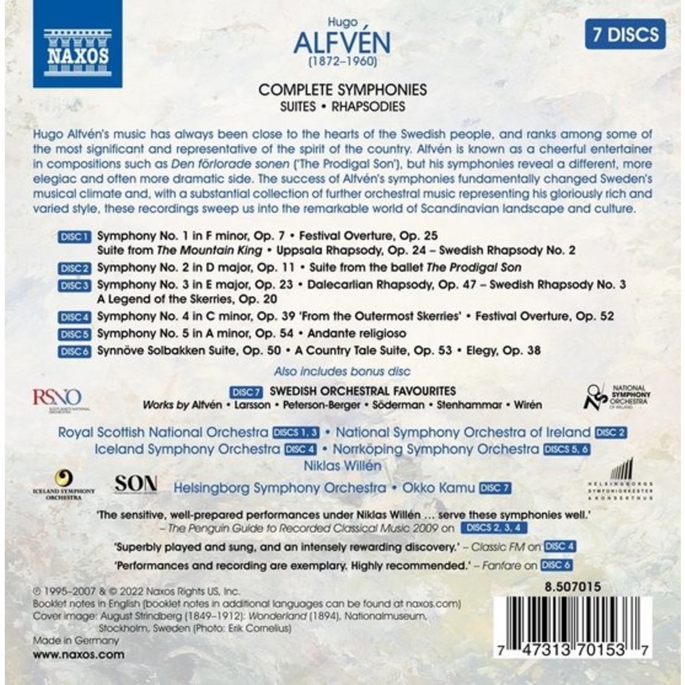 Naxos ALFVEN: COMPLETE SYMPHONIES - SUITES - RHAPSODIES
