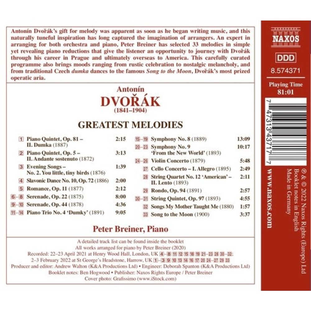 Naxos DVORÁK: GREATEST MELODIES