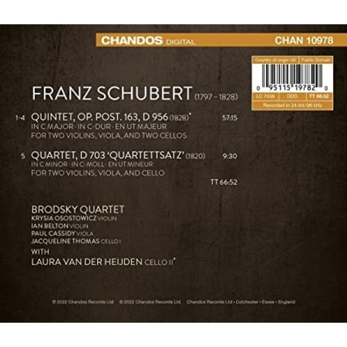 CHANDOS SCHUBERT: STRING QUINTET QUARTETTSAT