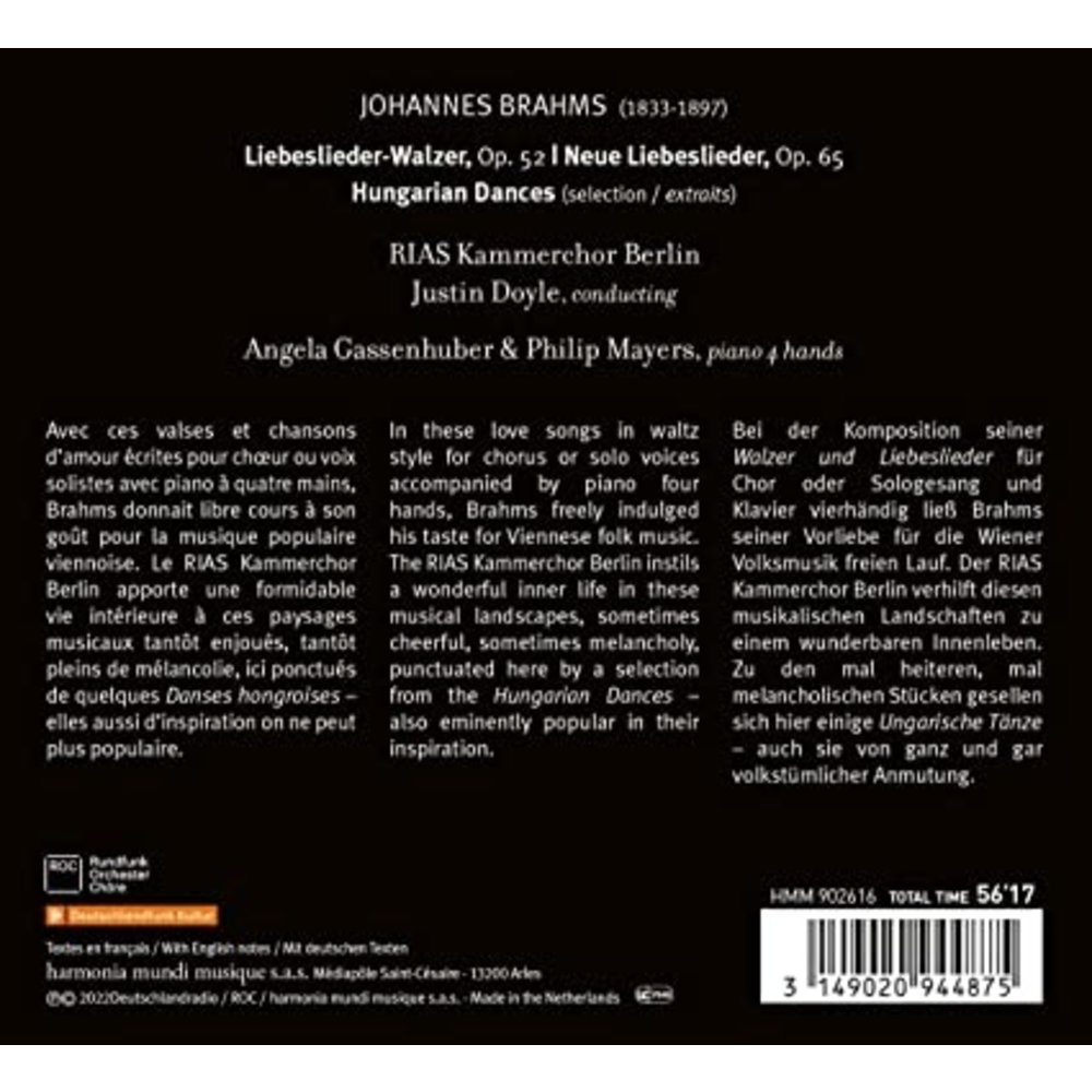 Harmonia Mundi BRAHMS: COMPLETE LIEBESLIEDER WALZER