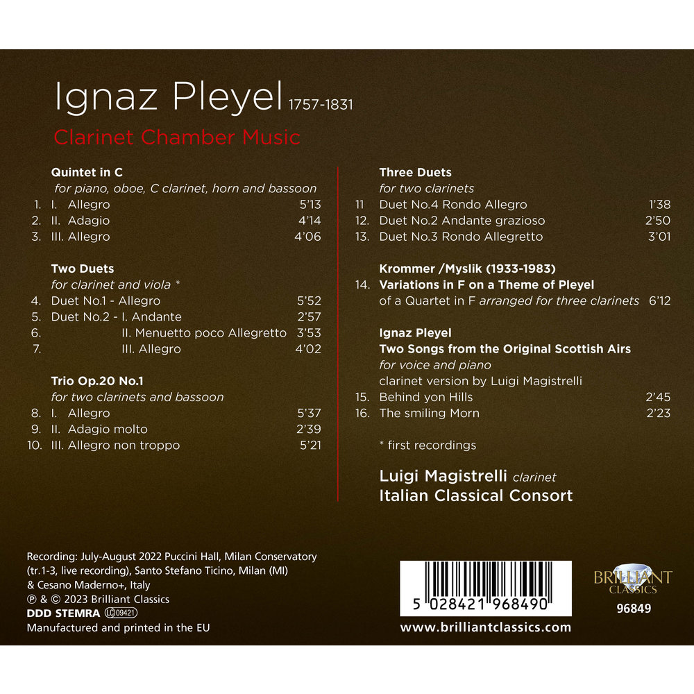 Brilliant Classics PLEYEL: CLARINET CHAMBER MUSIC