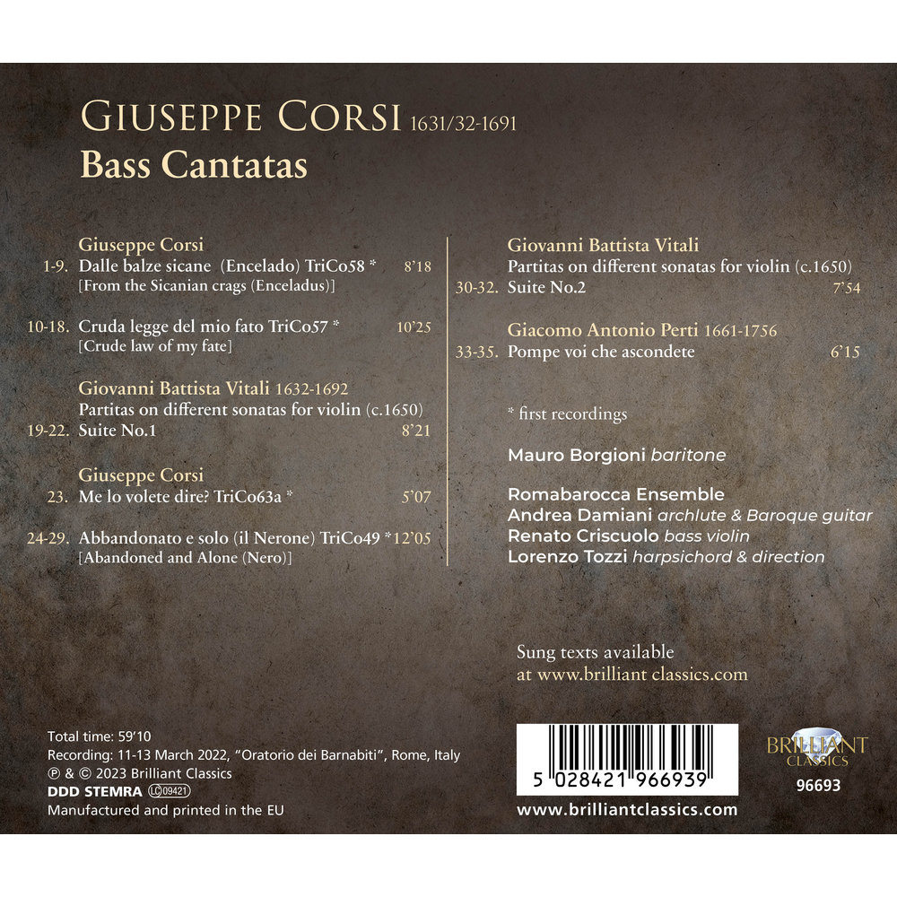 Brilliant Classics CORSI: BASS CANTATAS
