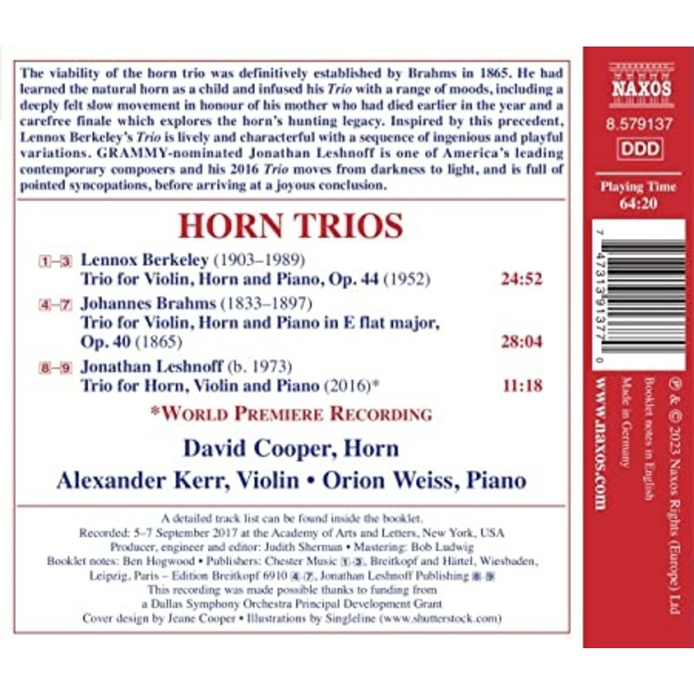 Naxos BERKELEY, BRAHMS, LEHSNOFF: HORN TRIOS