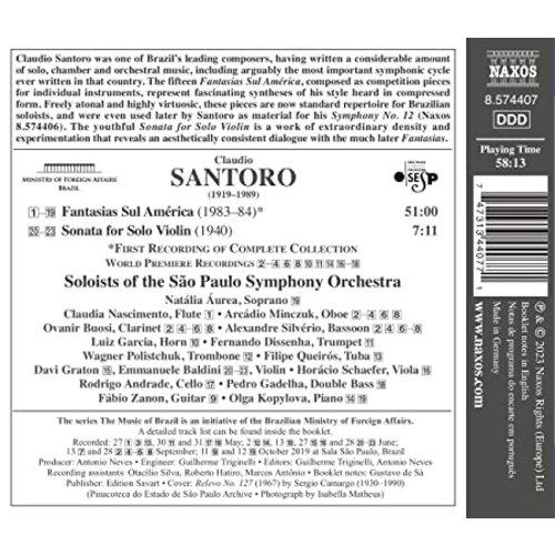 Naxos SANTORO: FANTASIAS SUL AMERICA - SONATA FOR SOLO VIOLIN