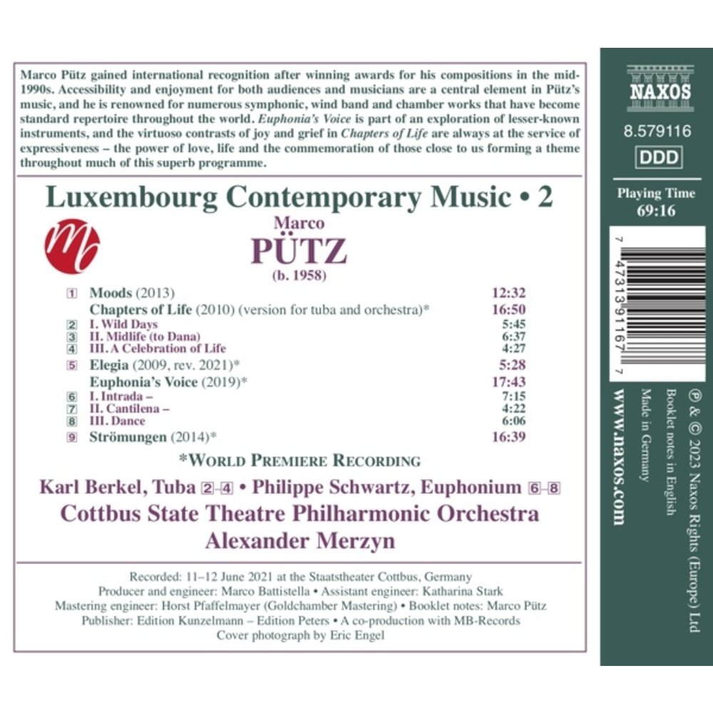 Naxos PÜTZ: LUXEMBOURG CONTEMPORARY MUSIC, VOL. 2