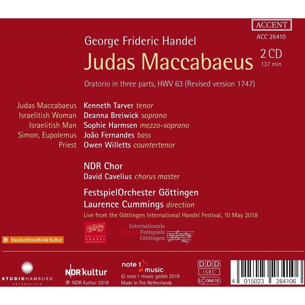 HANDEL: JUDAS MACCABAEUS (2CD)