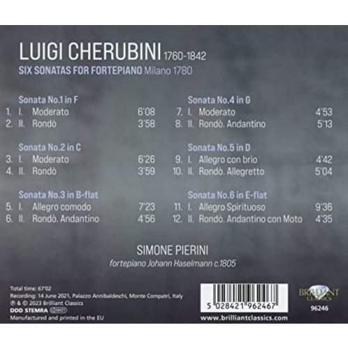 Brilliant Classics CHERUBINI: SIX SONATAS FOR FORTEPIANO