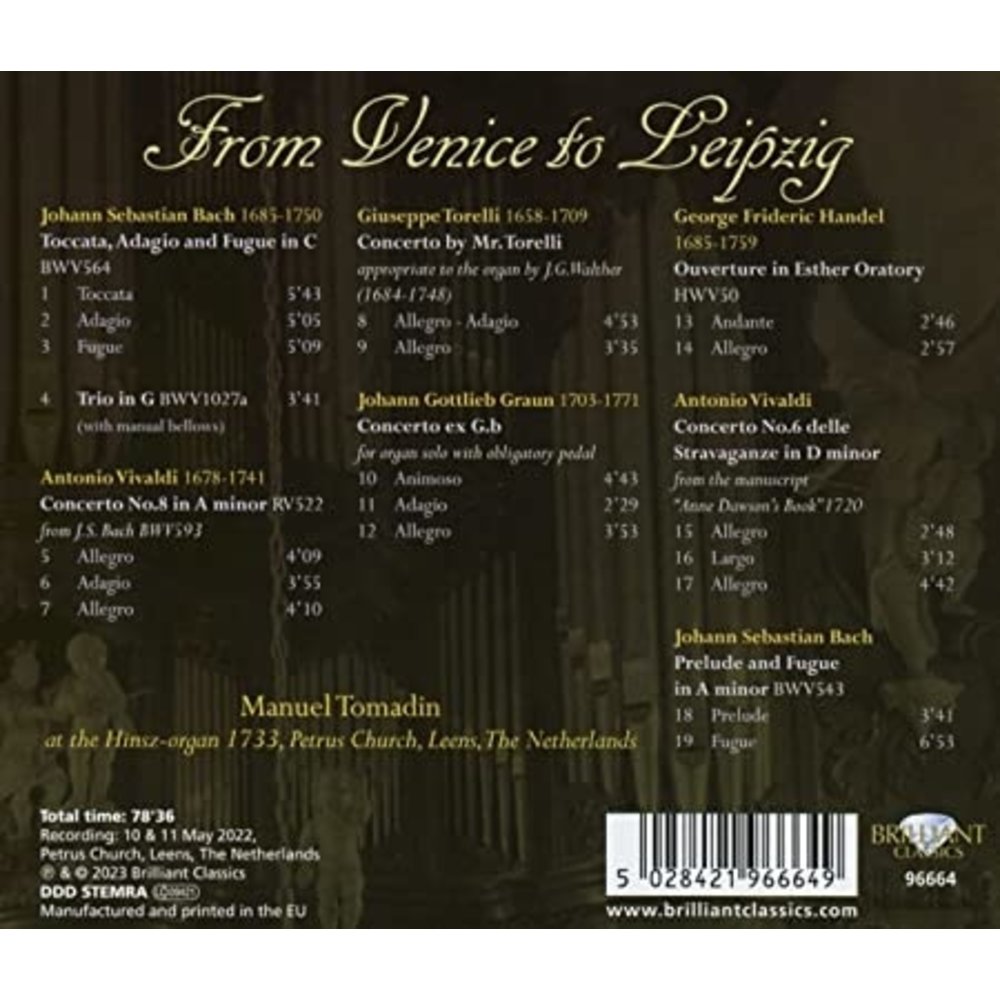 Brilliant Classics FROM VENICE TO LEIPZIG