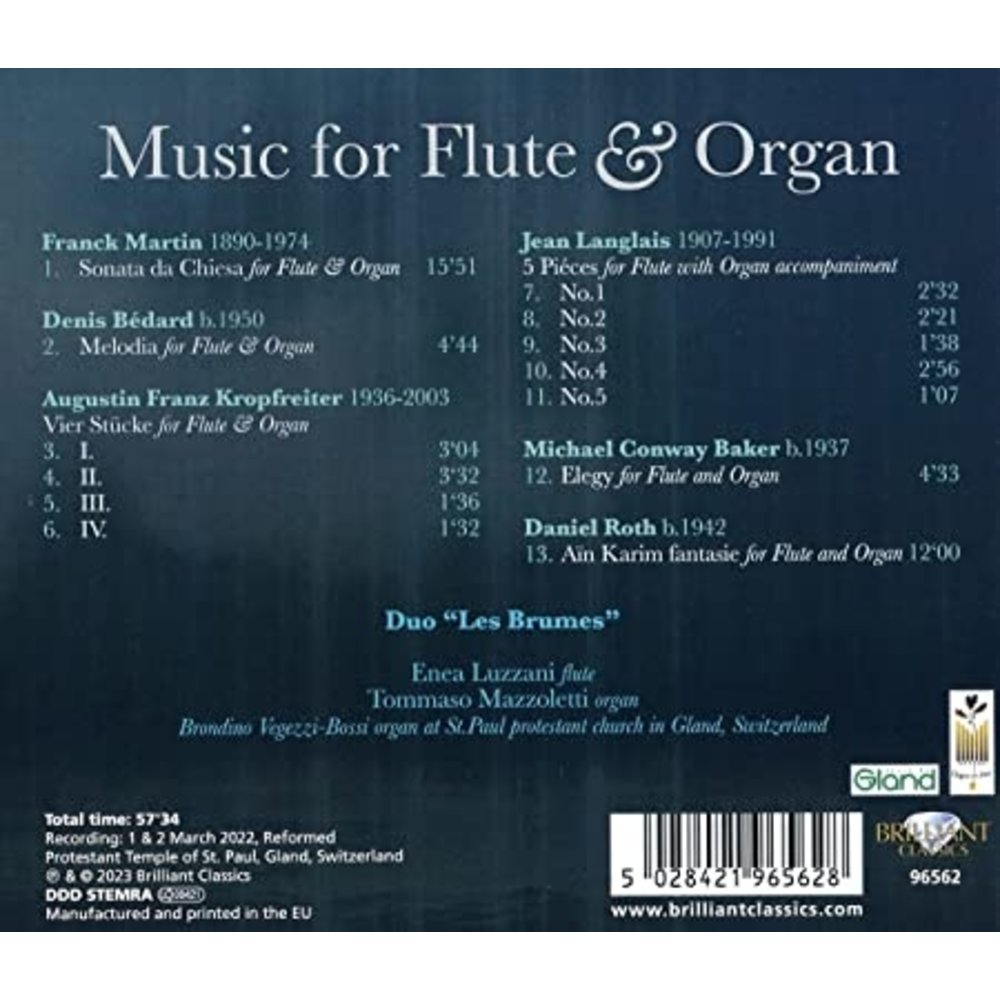 Brilliant Classics MUSIC FOR FLUTE & ORGAN, MARTIN, BEDARD, KROPFREIT