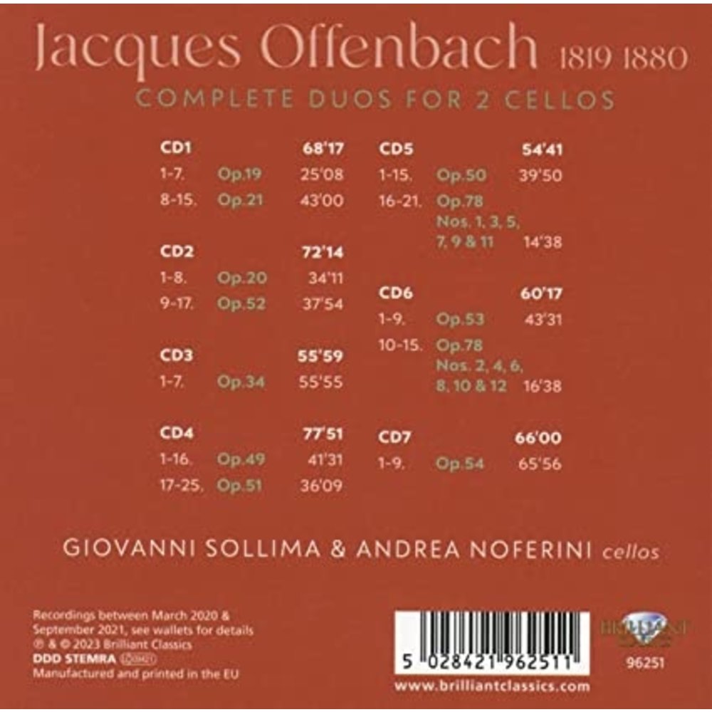 Brilliant Classics OFFENBACH: COMPLETE DUOS FOR 2 CELLOS (7CD)