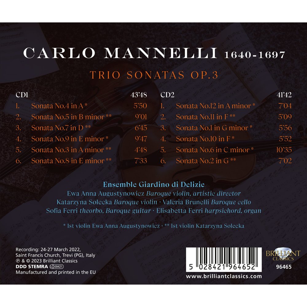 Brilliant Classics MANNELLI: TRIO SONATAS OP.3 (2CD)