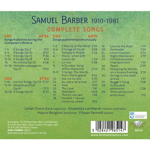 Brilliant Classics BARBER: COMPLETE SONGS (3CD)