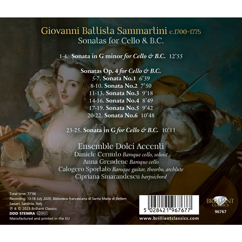 Brilliant Classics SAMMARTINI: SONATAS FOR CELLO & B.C.