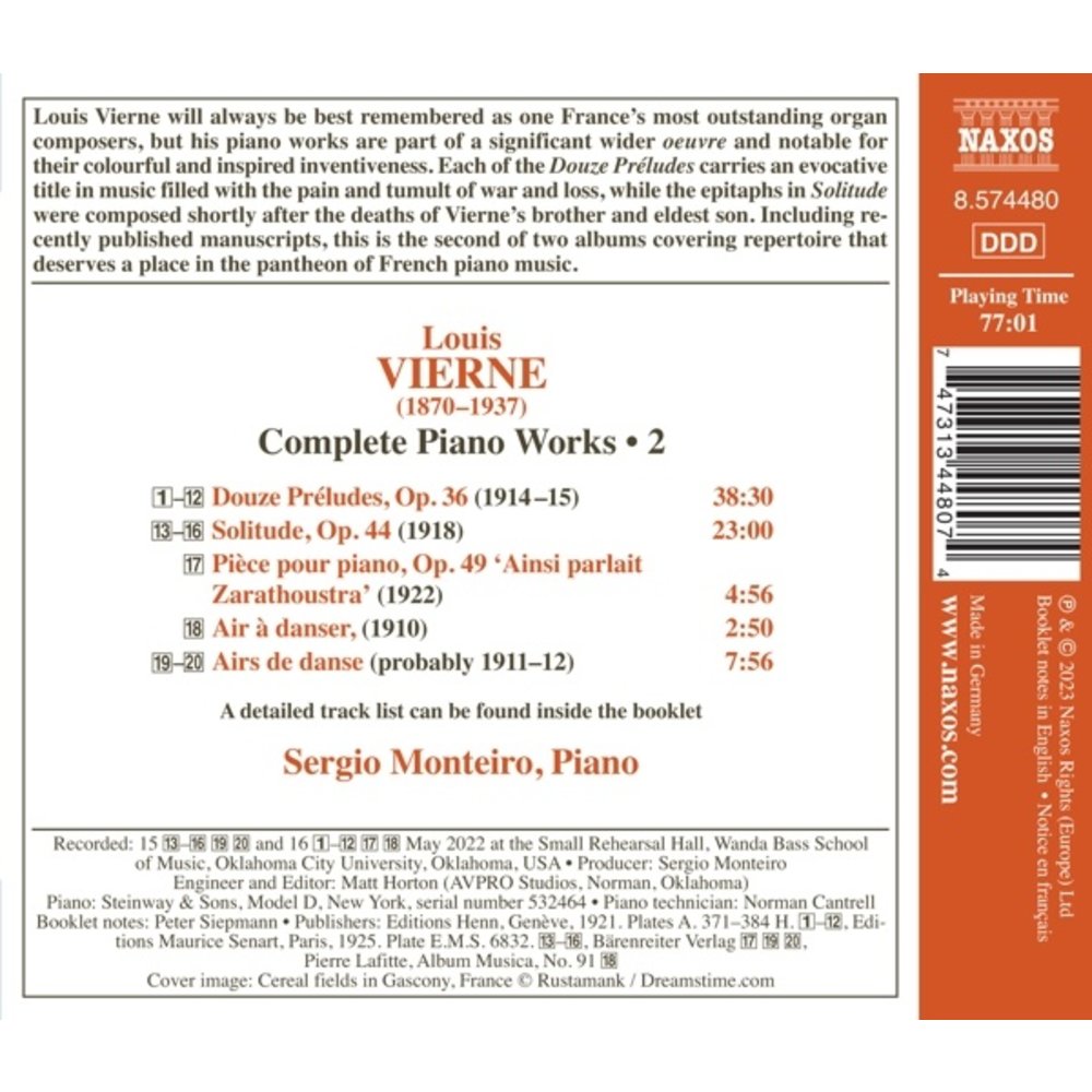 Naxos VIERNE: COMPLETE PIANO WORKS, VOL. 2