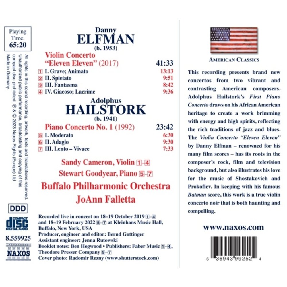 Naxos ELFMAN: VIOLIN CONCERTO "ELEVEN ELEVEN", HAILSTOR: PIANO CONCERTO NO.1