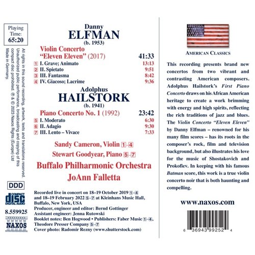 Naxos ELFMAN: VIOLIN CONCERTO "ELEVEN ELEVEN", HAILSTOR: PIANO CONCERTO NO.1
