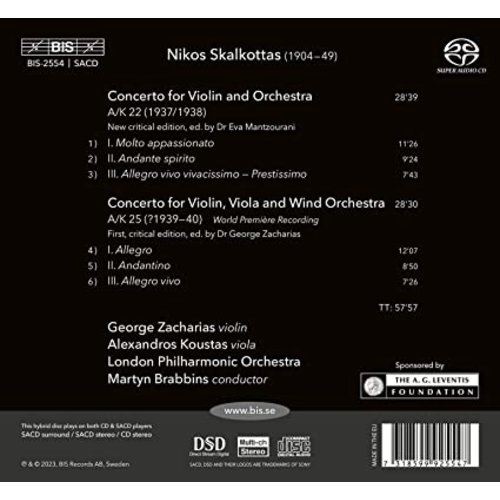 BIS SKALKOTTAS: TWO  CONCERTOS