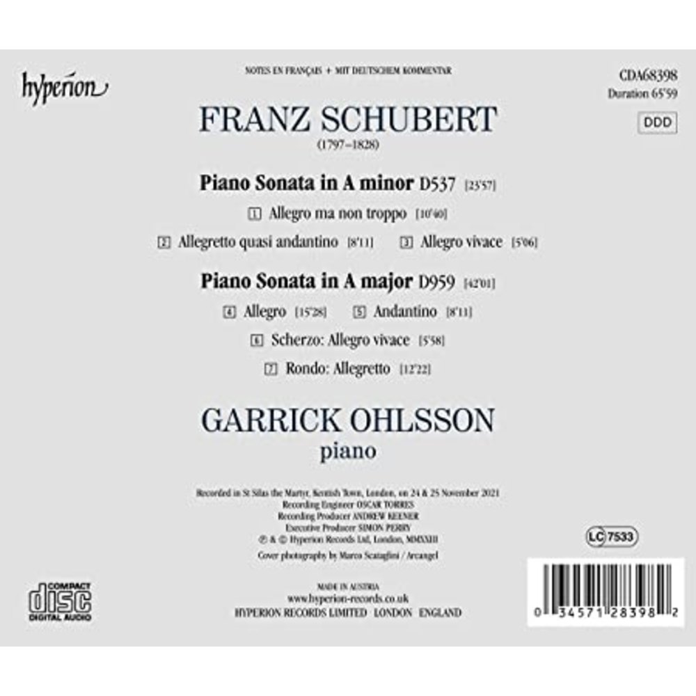 Hyperion SCHUBERT: PIANO SONATAS D537 & 959