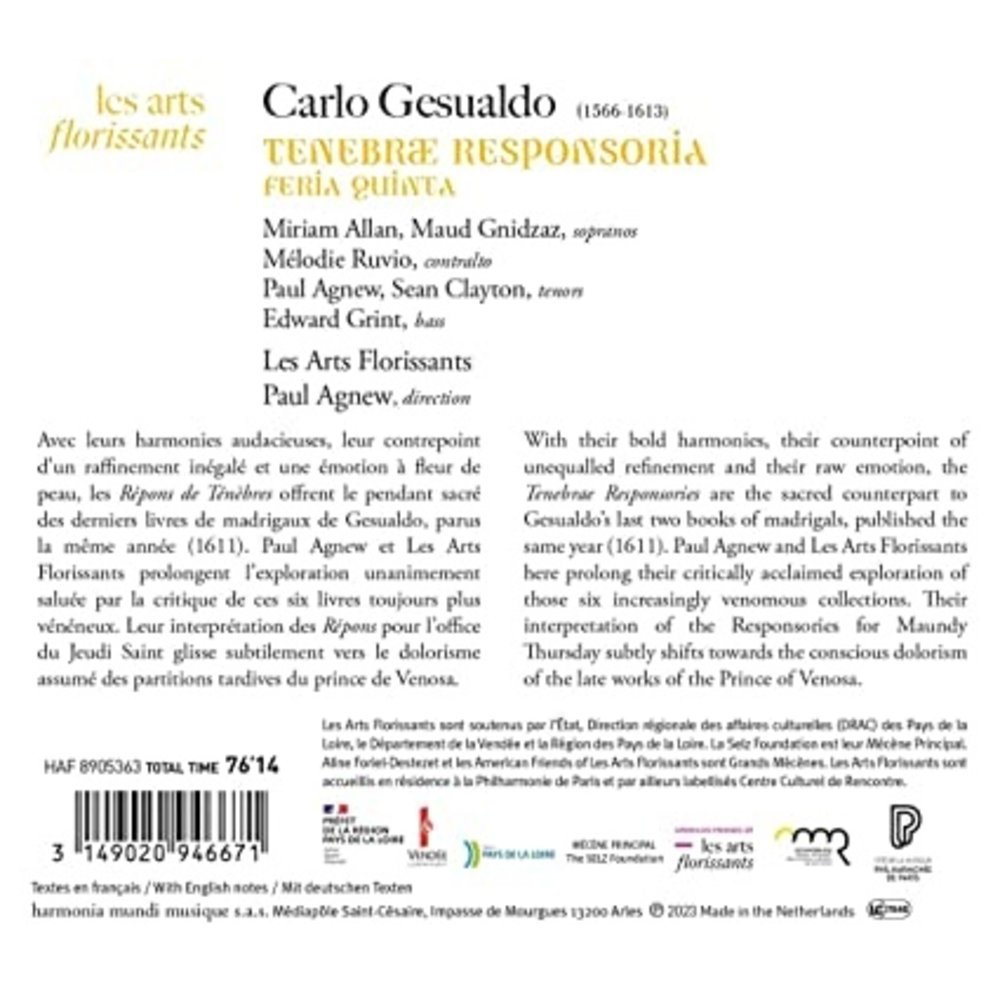 Harmonia Mundi GESUALDO TENEBR' RESPONSORIA FERIA QUINTA