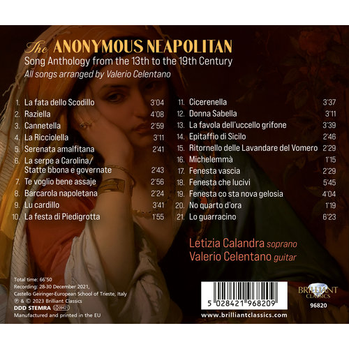 Brilliant Classics THE ANONYMOUS NEAPOLITAN: SONG ANTHOLOGY FROM THE 13TH TO THE 19TH CENTURY