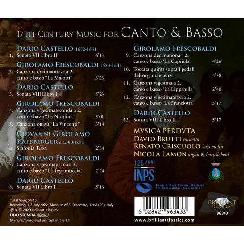Brilliant Classics 17TH-CENTURY MUSIC FOR CANTO & BASSO