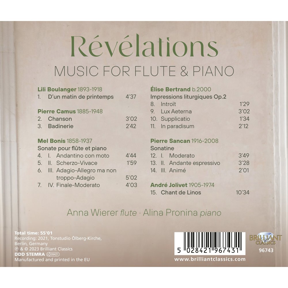Brilliant Classics REVELATIONS: MUSIC FOR FLUTE & PIANO