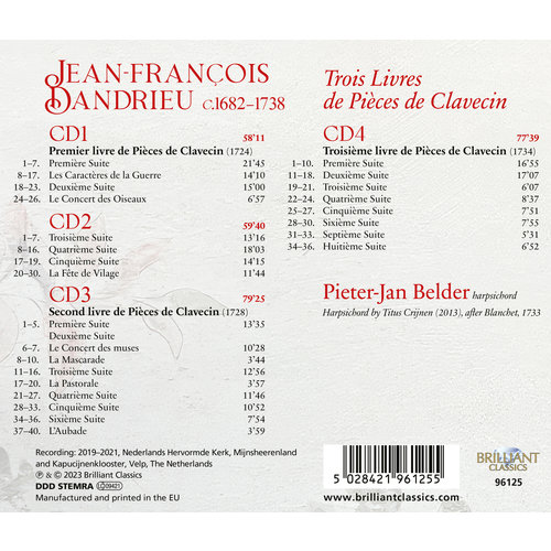 Brilliant Classics DANDRIEU: TROIS LIVRES DE PIECES DE CLAVECIN (4CD)