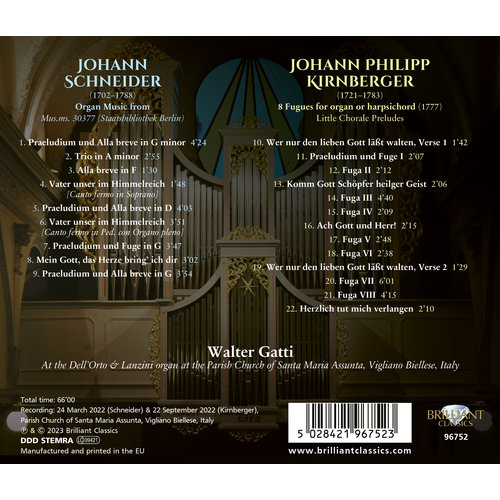 Brilliant Classics SCHNEIDER & KIRNBERGER: ORGAN MUSIC