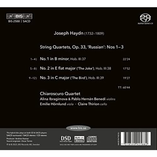 BIS HAYDN: STRING QUARTETS OP. 33, NOS 1-3