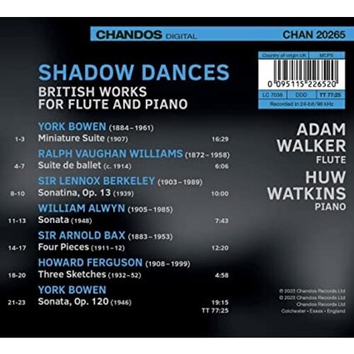 CHANDOS SHADOW DANCES - BRITISH WORKS FOR FLUTE