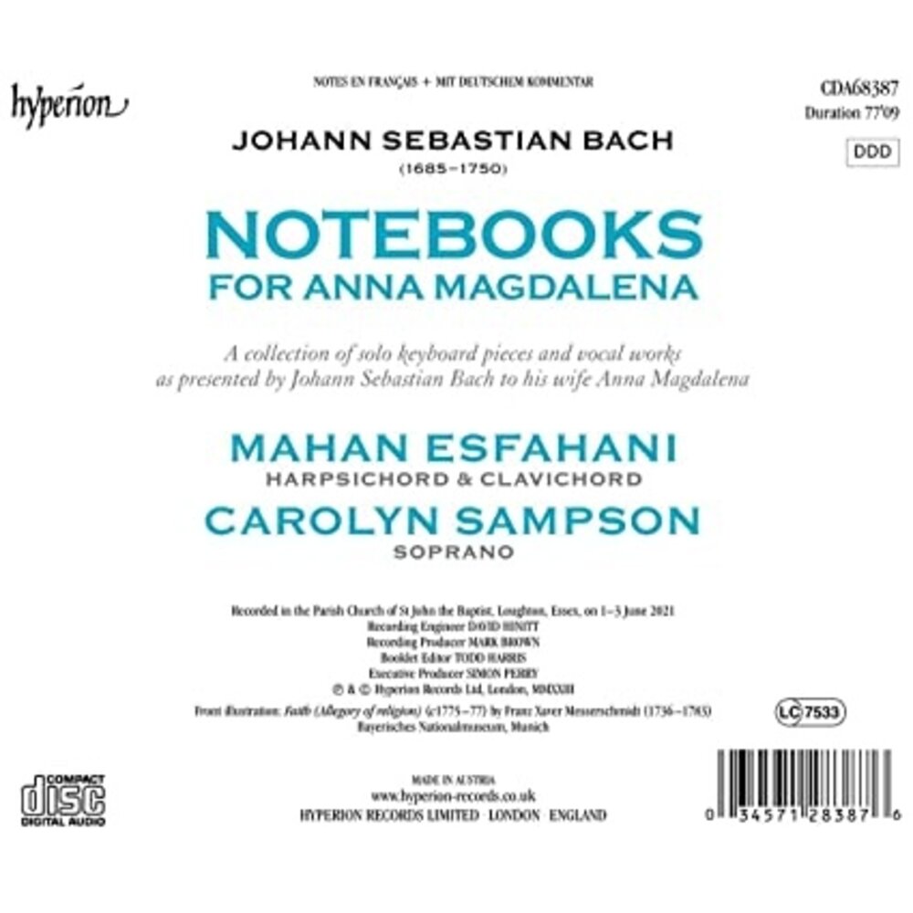 Hyperion BACH NOTEBOOKS FOR ANNA MAGDALENA