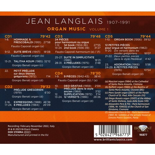 Brilliant Classics LANGLAIS: ORGAN MUSIC, VOLUME 1 (5CD)