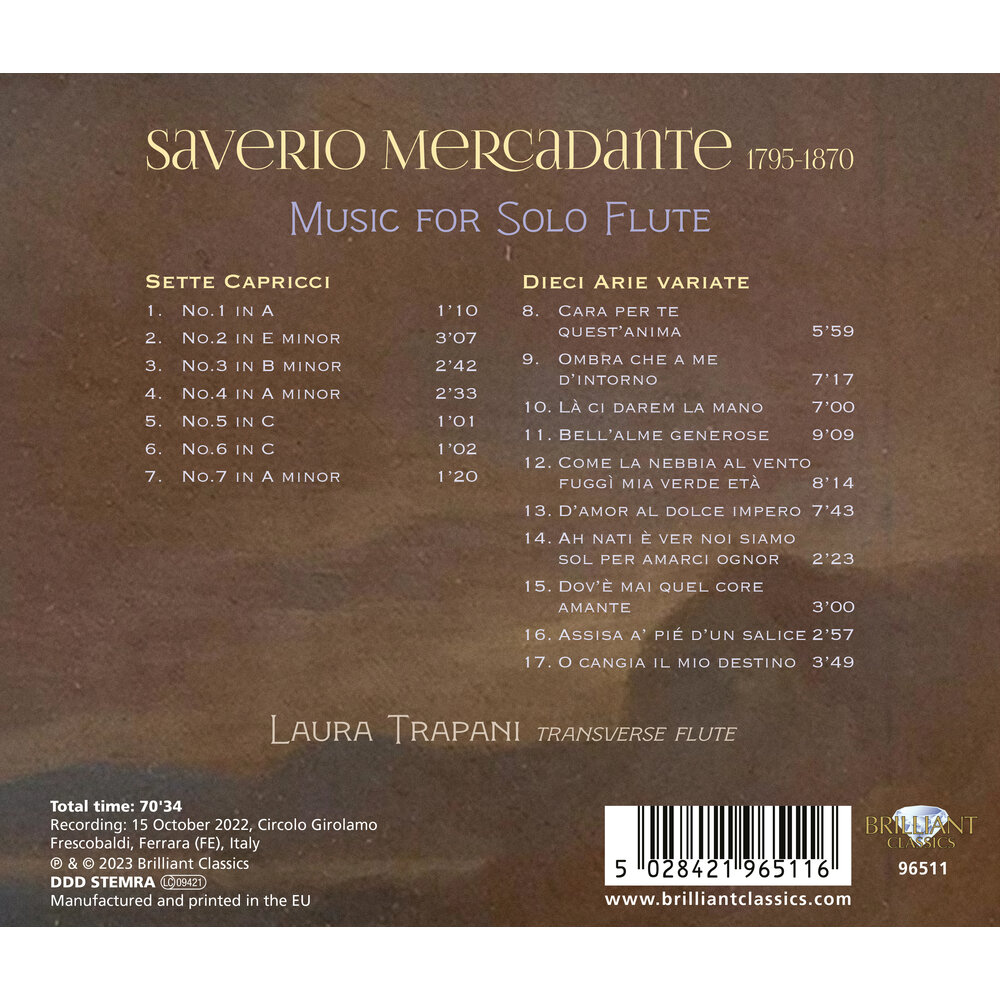 Brilliant Classics MERCADANTE: MUSIC FOR SOLO FLUTE