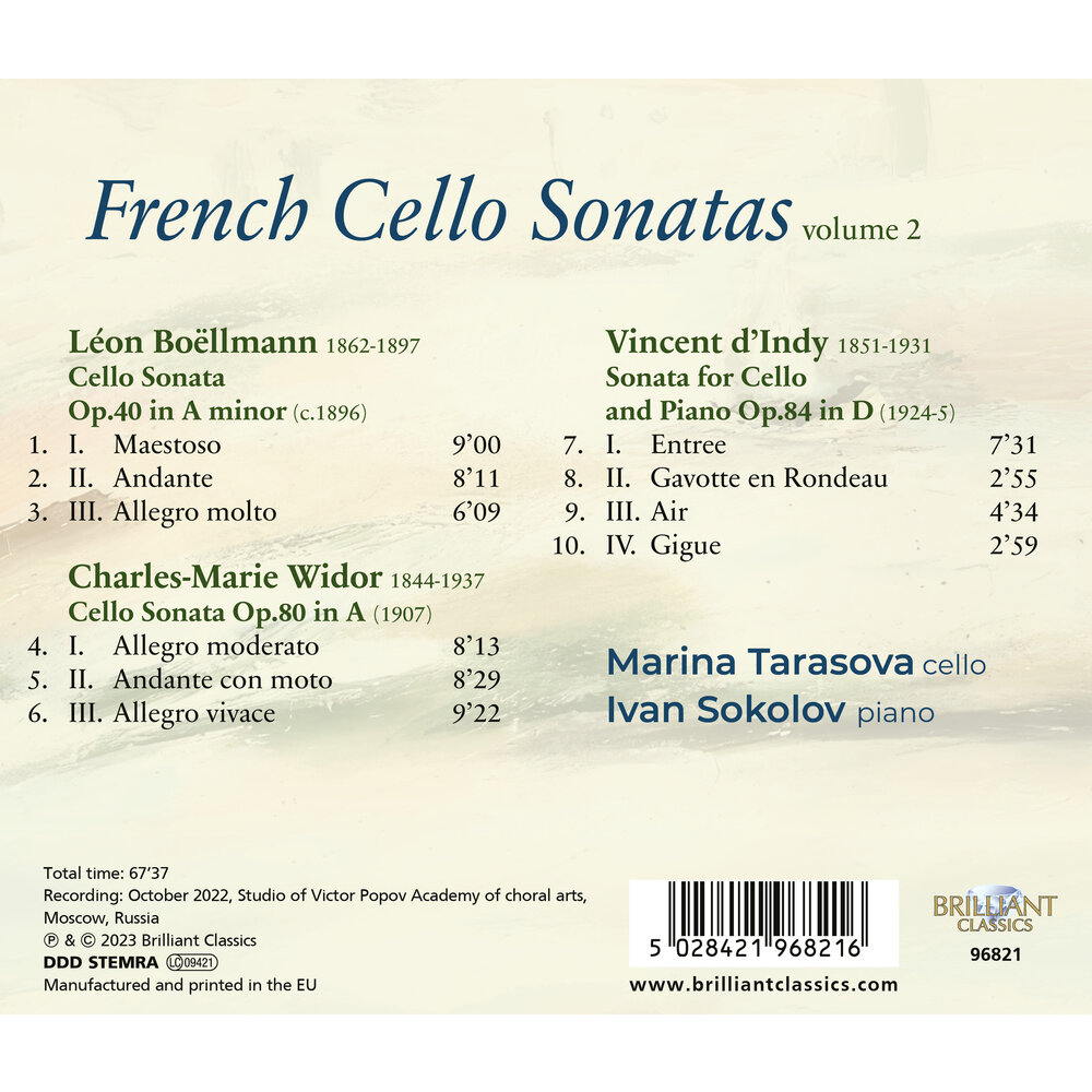 Brilliant Classics FRENCH CELLO SONATAS: BOELLMANN, WIDOR & D'INDY, VOL.2