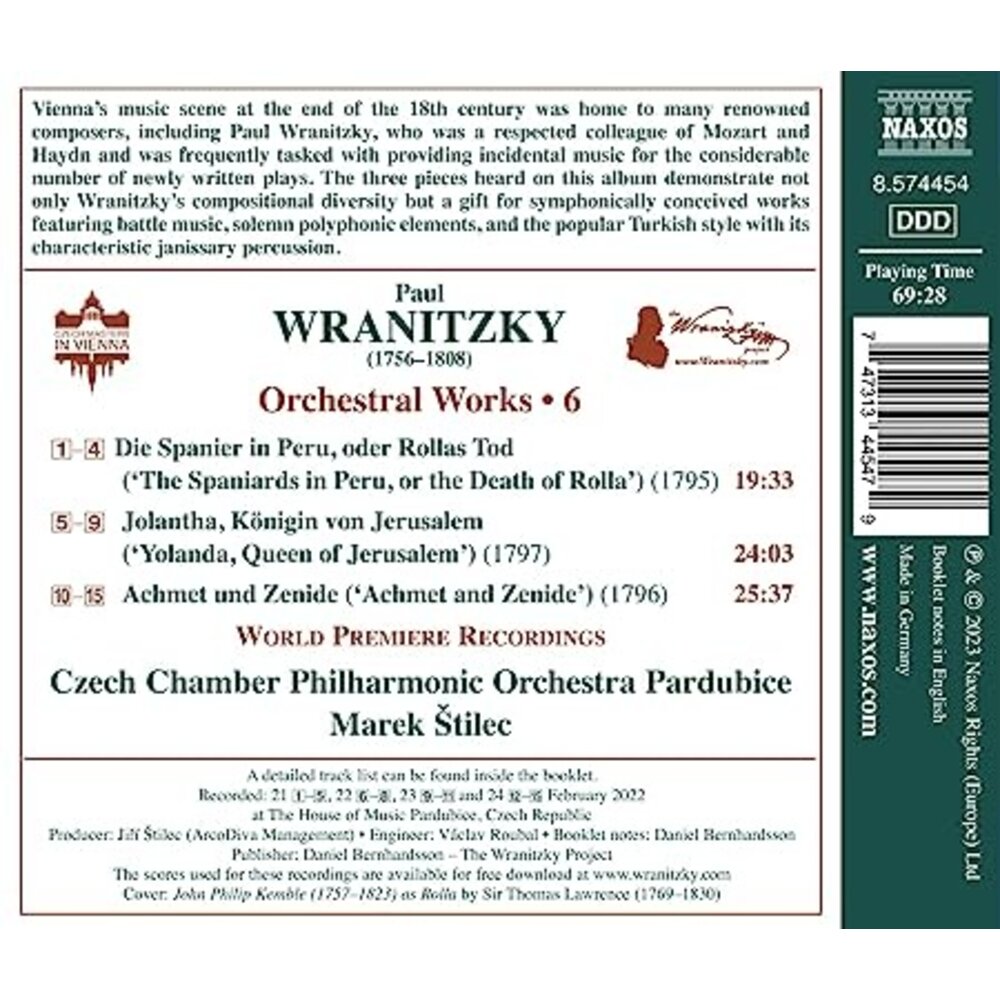Naxos WRANITZKY: ORCHESTRAL WORKS, VOL. 6